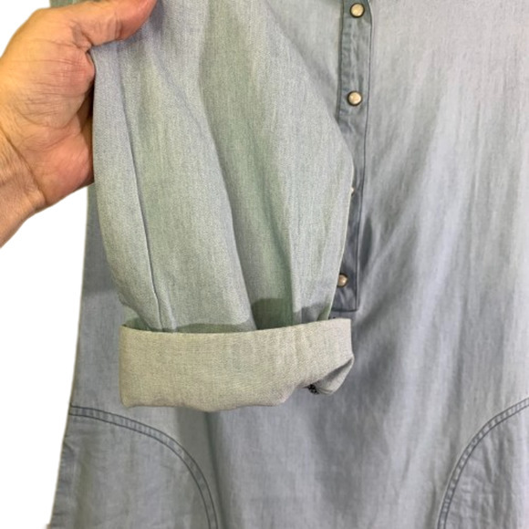 COLORFAST APPAREL Light Wash Denim Shirt Jean Dress - Picture 8 of 15